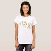 Blumenmuster mit orangefarbener und gelber Blume T-Shirt (Vorne ganz)