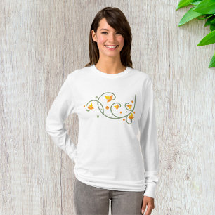 Blumenmuster mit orangefarbener und gelber Blume T-Shirt