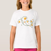 Blumenmuster mit orangefarbener und gelber Blume T-Shirt (Vorderseite)
