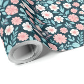 Blumenmuster mit pastellfarbenen Blume Geschenkpapier (Rolleneckpunkt)