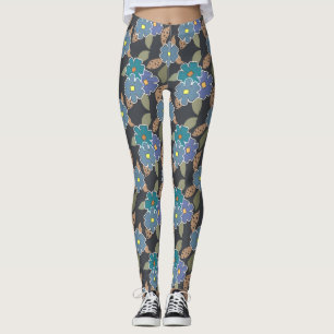 Blumenmuster mit Periwinkle-Blume Leggings