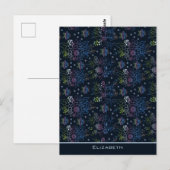 Blumenmuster mit personalisiertem Namen Postkarte (Vorne/Hinten)