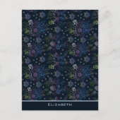 Blumenmuster mit personalisiertem Namen Postkarte (Vorderseite)
