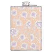 Blumenmuster mit Pfirsich- und Lavendelfarben Flachmann (Rückseite)