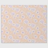 Blumenmuster mit Pfirsich- und Lavendelfarben Geschenkpapier (Flach)