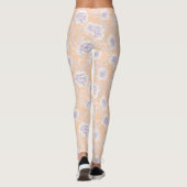 Blumenmuster mit Pfirsich- und Lavendelfarben Leggings (Rückseite)
