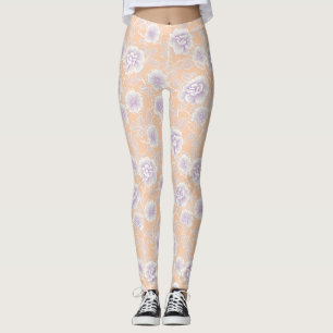 Blumenmuster mit Pfirsich- und Lavendelfarben Leggings