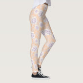 Blumenmuster mit Pfirsich- und Lavendelfarben Leggings (Rechts)
