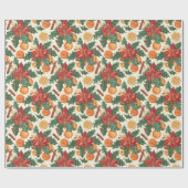 Blumenmuster mit Poinsettien, Orangen, Holunder Geschenkpapier (Flach)