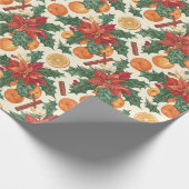 Blumenmuster mit Poinsettien, Orangen, Holunder Geschenkpapier (Ecke)