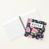 Blumenmuster mit rosa Blume und grünem Verlass Notizblock (Innenseite)