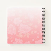 Blumenmuster mit rosa Blume und grünem Verlass Notizblock (Rückseite)