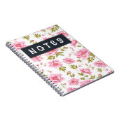 Blumenmuster mit rosa Blume und grünen Blätter Notizblock (Rechte Seite)