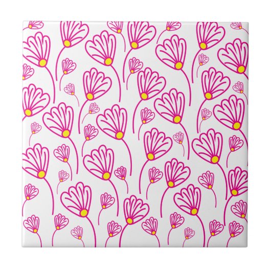 Blumenmuster mit rosa Blüten Fliese (Vorderseite)
