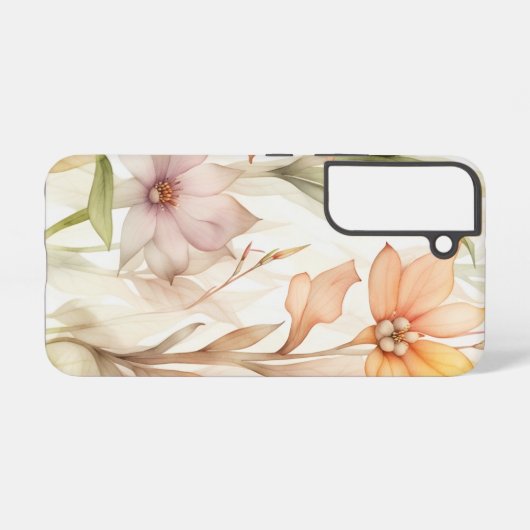 Blumenmuster mit rosa, orange, gelb samsung galaxy hülle (Rückseite (Horizontal))