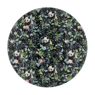 Blumenmuster mit rosa und blauen Rose Schneidebrett