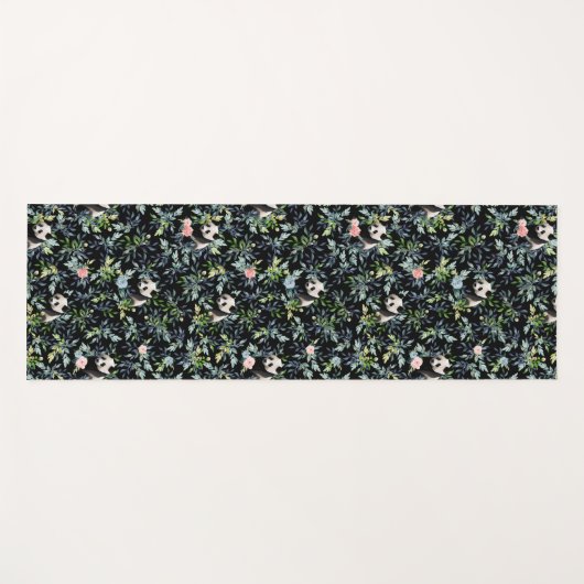 Blumenmuster mit rosa und blauen Rose Yogamatte (Vorderseite (Horizontal))