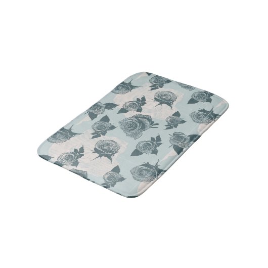 Blumenmuster mit Rose Badematte (Schrägansicht)