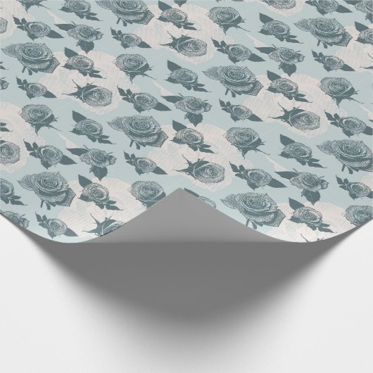 Blumenmuster mit Rose Geschenkpapier (Ecke)