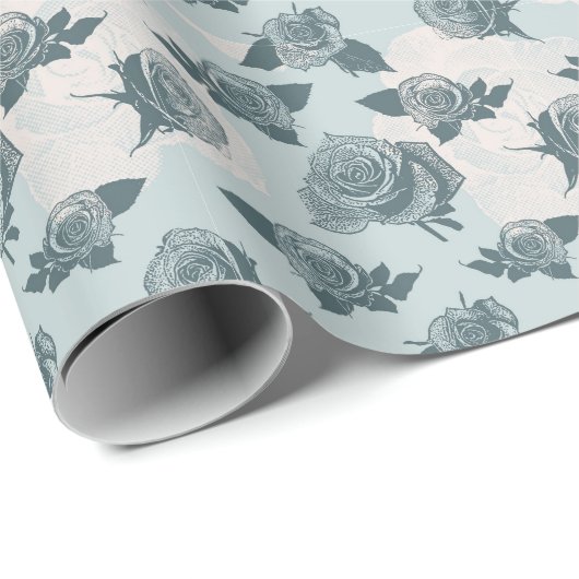Blumenmuster mit Rose Geschenkpapier (Rolleneckpunkt)