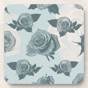 Blumenmuster mit Rose Getränkeuntersetzer