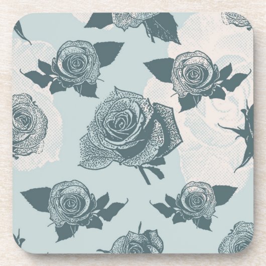 Blumenmuster mit Rose Getränkeuntersetzer (Vorderseite)