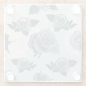 Blumenmuster mit Rose Glasuntersetzer (Rückseite)