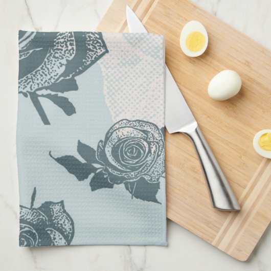 Blumenmuster mit Rose Handtuch (Viertel Falte)