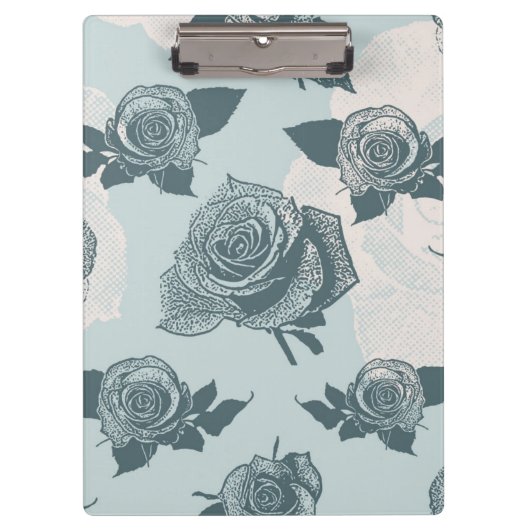 Blumenmuster mit Rose Klemmbrett (Vorderseite)