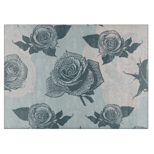 Blumenmuster mit Rose Schneidebrett (Vorderseite)
