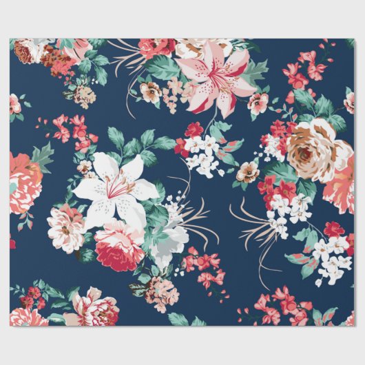 Blumenmuster mit Rose und kleinen Blume mit v Geschenkpapier (Flach)