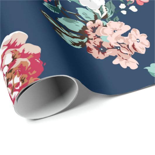 Blumenmuster mit Rose und kleinen Blume mit v Geschenkpapier (Rolleneckpunkt)