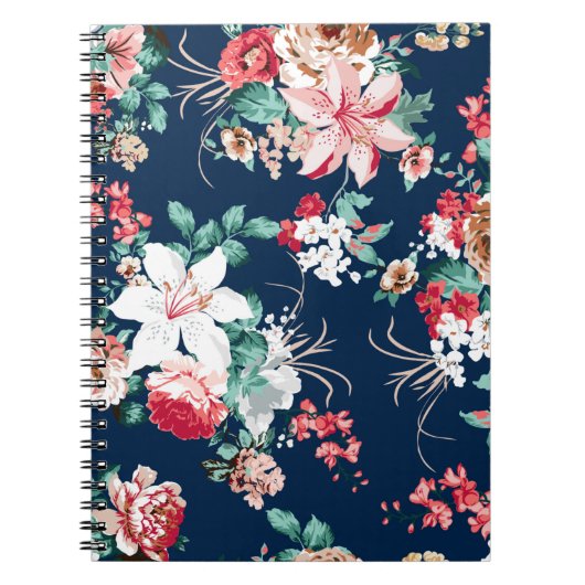 Blumenmuster mit Rose und kleinen Blume mit v Notizblock (Vorderseite)