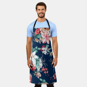 Blumenmuster mit Rose und kleinen Blume mit v Schürze (Getragen)