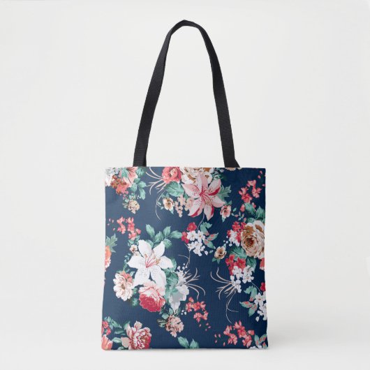 Blumenmuster mit Rose und kleinen Blume mit v Tasche (Vorderseite)