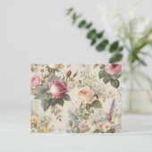 Blumenmuster mit Rose und Wildblumen rustikal Postkarte (Stehend Vorderseite)