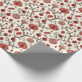 Blumenmuster mit roten Blume und Blätter Geschenkpapier (Ecke)