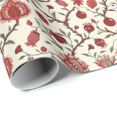 Blumenmuster mit roten Blume und Blätter Geschenkpapier (Rolleneckpunkt)