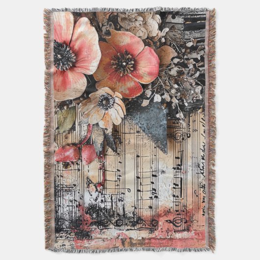 Blumenmuster mit rustikalen Klaviertasten und eine Decke (Vorderseite Vertikal)