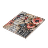 Blumenmuster mit rustikalen Klaviertasten und eine Fliese (Seite)