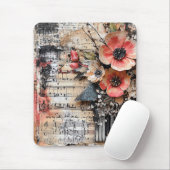 Blumenmuster mit rustikalen Klaviertasten und eine Mousepad (Mit Mouse)