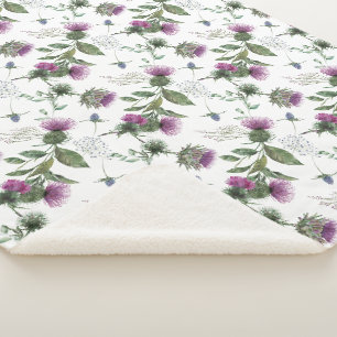 Blumenmuster mit schottischer Distel Sherpadecke