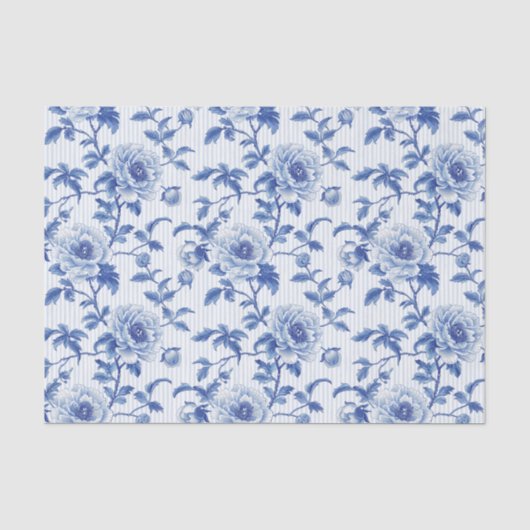 Blumenmuster mit Streifen-Muster Seidenpapier (Vorderseite)