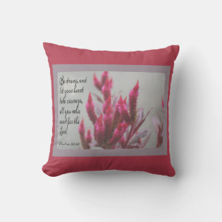 Blumenmuster mit Vers von Psalm 31:24 Kissen