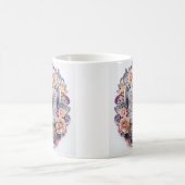 Blumenmuster mit Vintager Nähmaschine Kaffeetasse (Mittel)