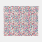 Blumenmuster mit Vogel und Schmetterling Fleecedecke (Vorderseite (Horizontal))