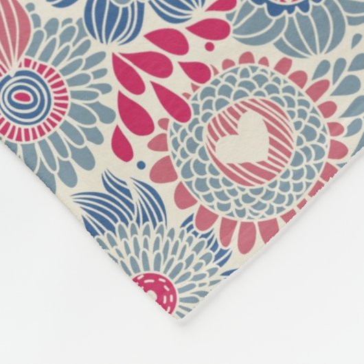 Blumenmuster mit Vogel und Schmetterling Fleecedecke (Ecke)