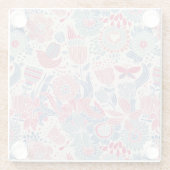 Blumenmuster mit Vogel und Schmetterling Glasuntersetzer (Rückseite)