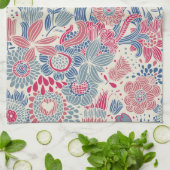 Blumenmuster mit Vogel und Schmetterling Handtuch (Gefaltet)