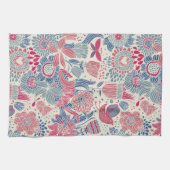 Blumenmuster mit Vogel und Schmetterling Handtuch (Horizontal)